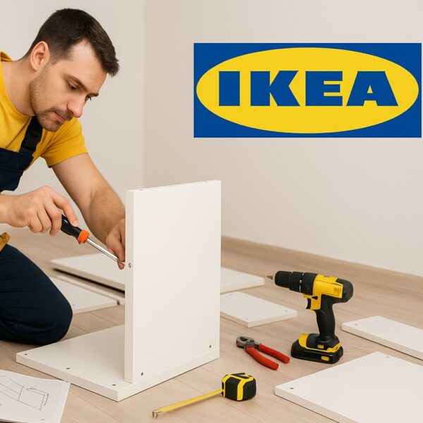 Expert assembling IKEA furniture including wardrobes and bookshelves.